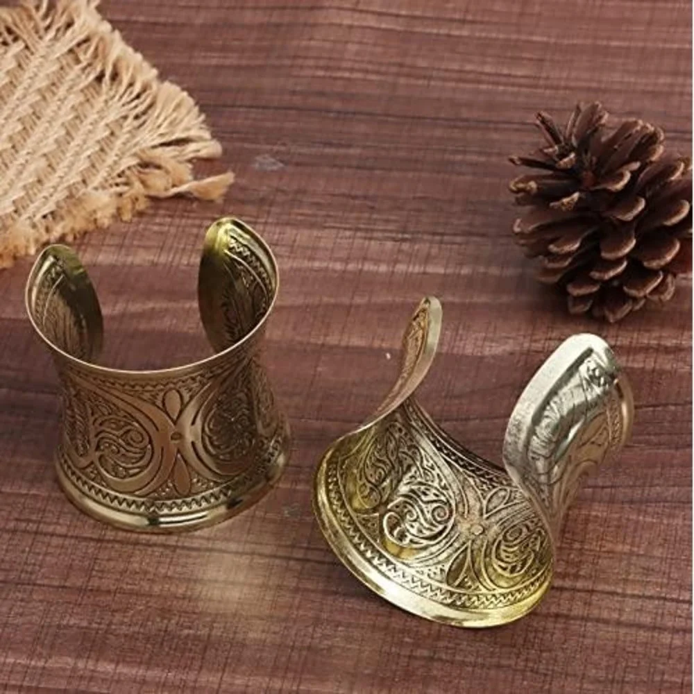 Vintage Style Gold‎ Embossed Filigree Wide Cuff Bracelet Set Statement Jewelry